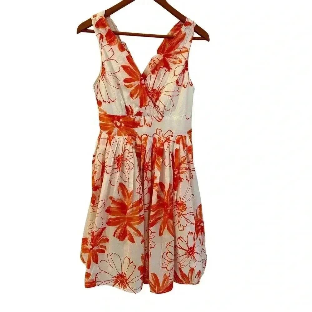 Aryeh Fit and Flare Floral Print Dress Whimsy Summer Cruise Size M Anthropologie